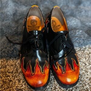 Dr. Martens | Tredair | Black and Orange Flame Men's Shoes
